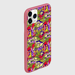 Чехол iPhone 11 Pro матовый Череп и зомби, цвет: 3D-малиновый — фото 2