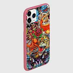 Чехол iPhone 11 Pro матовый Красочная иллюстрация, цвет: 3D-малиновый — фото 2