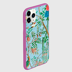Чехол iPhone 11 Pro матовый Райский сад в стиле gucci, цвет: 3D-фиолетовый — фото 2