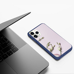 Чехол iPhone 11 Pro матовый Красивые Цветы на Розовом фоне, цвет: 3D-тёмно-синий — фото 2