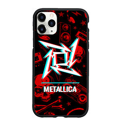 Чехол iPhone 11 Pro матовый Metallica rock glitch