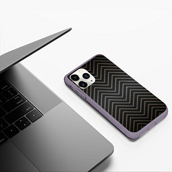 Чехол iPhone 11 Pro матовый Black gold - Линии, цвет: 3D-серый — фото 2