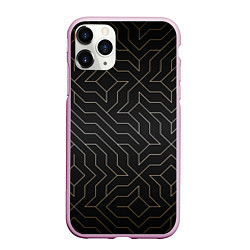 Чехол iPhone 11 Pro матовый Black gold - Узоры, цвет: 3D-розовый