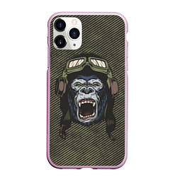 Чехол iPhone 11 Pro матовый Горилла-пилот, цвет: 3D-розовый