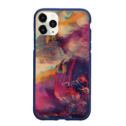 Чехол iPhone 11 Pro матовый Множество красок - Розовый, красный, жёлтый, цвет: 3D-тёмно-синий