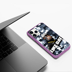 Чехол iPhone 11 Pro матовый Камуфляж обезьяна в шапке-ушанке like dat, цвет: 3D-фиолетовый — фото 2