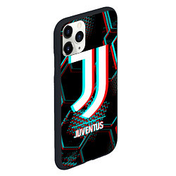 Чехол iPhone 11 Pro матовый Juventus FC в стиле glitch на темном фоне, цвет: 3D-черный — фото 2
