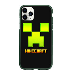 Чехол iPhone 11 Pro матовый Minecraft: neon logo, цвет: 3D-темно-зеленый