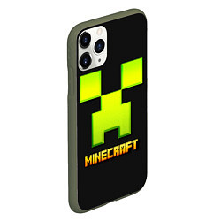 Чехол iPhone 11 Pro матовый Minecraft: neon logo, цвет: 3D-темно-зеленый — фото 2
