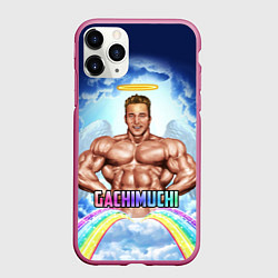 Чехол iPhone 11 Pro матовый Гачимучи мем, цвет: 3D-малиновый