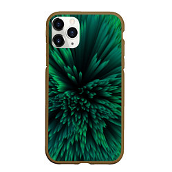 Чехол iPhone 11 Pro матовый Объёмные острые зелёные фигуры, цвет: 3D-коричневый