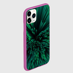 Чехол iPhone 11 Pro матовый Объёмные острые зелёные фигуры, цвет: 3D-фиолетовый — фото 2
