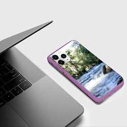 Чехол iPhone 11 Pro матовый Течёт река в лесу, цвет: 3D-фиолетовый — фото 2