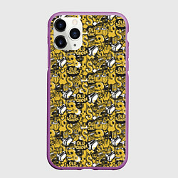 Чехол iPhone 11 Pro матовый Череп старая школа, цвет: 3D-фиолетовый