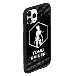 Чехол iPhone 11 Pro матовый Tomb Raider с потертостями на темном фоне, цвет: 3D-черный — фото 2