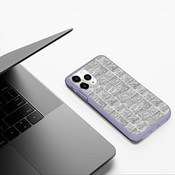 Чехол iPhone 11 Pro матовый Орнамент треугольник, цвет: 3D-светло-сиреневый — фото 2