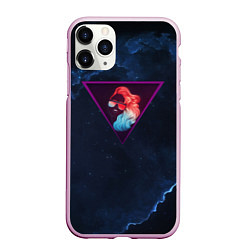 Чехол iPhone 11 Pro матовый Неоновая девушка в треугольнике, цвет: 3D-розовый