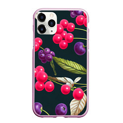 Чехол iPhone 11 Pro матовый Ягодки нарисованные, цвет: 3D-розовый