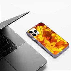 Чехол iPhone 11 Pro матовый Осенние золотые листья, цвет: 3D-серый — фото 2