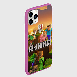 Чехол iPhone 11 Pro матовый Алина Minecraftг, цвет: 3D-фиолетовый — фото 2