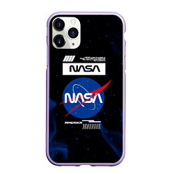 Чехол iPhone 11 Pro матовый Nasa - синее пламя, цвет: 3D-светло-сиреневый