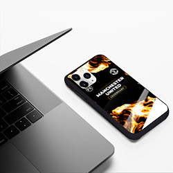 Чехол iPhone 11 Pro матовый Manchester United legendary sport fire, цвет: 3D-черный — фото 2