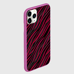 Чехол iPhone 11 Pro матовый Модный полосатый красно- черный узор Зебра, цвет: 3D-фиолетовый — фото 2