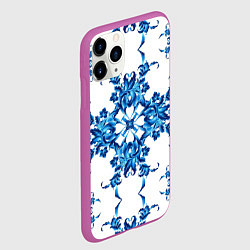 Чехол iPhone 11 Pro матовый Гжель цветы, цвет: 3D-фиолетовый — фото 2