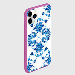 Чехол iPhone 11 Pro матовый Гжель узор, цвет: 3D-фиолетовый — фото 2