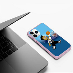 Чехол iPhone 11 Pro матовый Bart Jordan Simpson забивает мяч в кольцо, цвет: 3D-розовый — фото 2