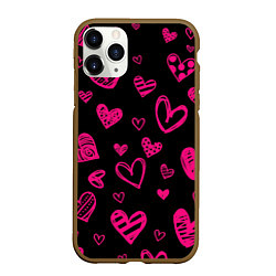 Чехол iPhone 11 Pro матовый Розовые сердца