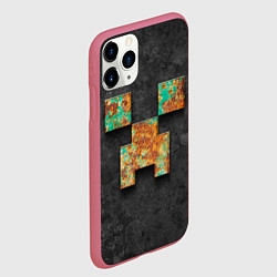 Чехол iPhone 11 Pro матовый Minecraft rust, цвет: 3D-малиновый — фото 2