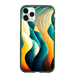 Чехол iPhone 11 Pro матовый Вертикальные волны, цвет: 3D-темно-зеленый