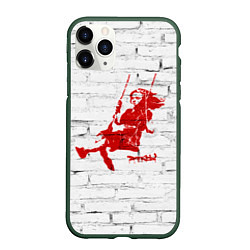 Чехол iPhone 11 Pro матовый Banksy girl on a swing, цвет: 3D-темно-зеленый