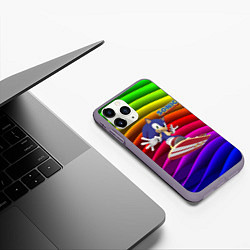 Чехол iPhone 11 Pro матовый Sonic - hedgehog - skateboarding - bands, цвет: 3D-серый — фото 2