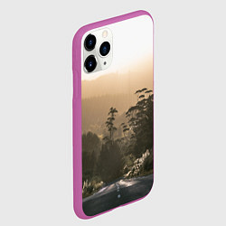 Чехол iPhone 11 Pro матовый Дорога в закaт, цвет: 3D-фиолетовый — фото 2