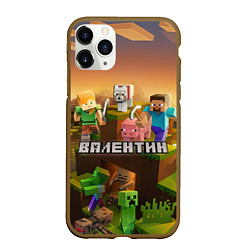 Чехол iPhone 11 Pro матовый Валентин Minecraft, цвет: 3D-коричневый