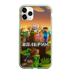 Чехол iPhone 11 Pro матовый Валерий Minecraft, цвет: 3D-салатовый