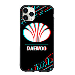 Чехол iPhone 11 Pro матовый Значок Daewoo в стиле glitch на темном фоне