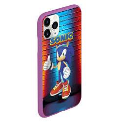 Чехол iPhone 11 Pro матовый Sonic - Hedgehog - Video game - жест, цвет: 3D-фиолетовый — фото 2