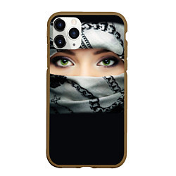 Чехол iPhone 11 Pro матовый Зеленоглазая девушка в хиджабе, цвет: 3D-коричневый