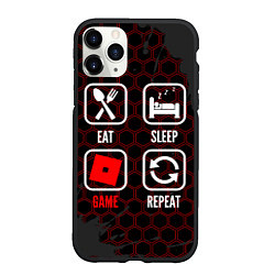 Чехол iPhone 11 Pro матовый Eat, sleep, Roblox, repeat, цвет: 3D-черный