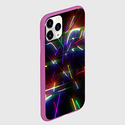 Чехол iPhone 11 Pro матовый Разноцветные неоновые линии, цвет: 3D-фиолетовый — фото 2