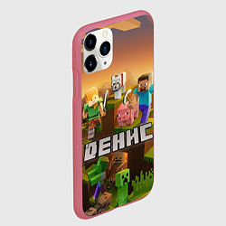 Чехол iPhone 11 Pro матовый Денис Майнкрафт, цвет: 3D-малиновый — фото 2