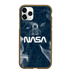 Чехол iPhone 11 Pro матовый Nasa - космонавт - паттерн