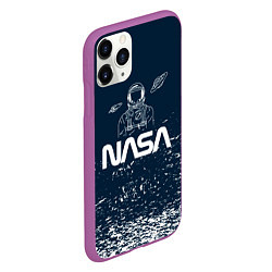 Чехол iPhone 11 Pro матовый Nasa - белые брызги, цвет: 3D-фиолетовый — фото 2