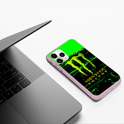 Чехол iPhone 11 Pro матовый Monster energy green neon, цвет: 3D-розовый — фото 2