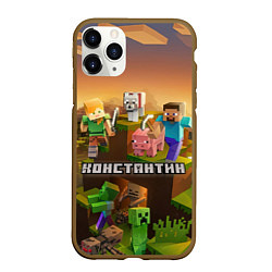 Чехол iPhone 11 Pro матовый Константин Minecraft, цвет: 3D-коричневый