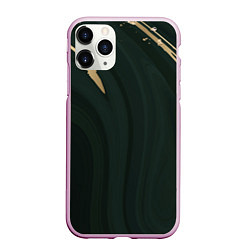 Чехол iPhone 11 Pro матовый Мраморный фон с золотым прикосновением, цвет: 3D-розовый