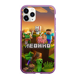 Чехол iPhone 11 Pro матовый Леонид Minecraft